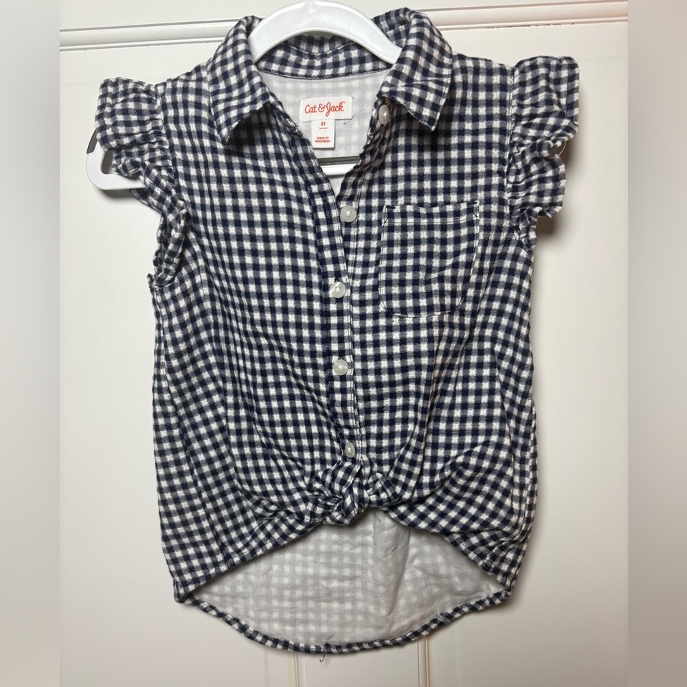 Cat & Jack Blue Gingham Kids Button Down Shirt
